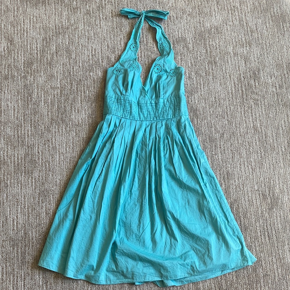 Vintage 100% Cotton Max and Cleo Turquoise Halter Sundress